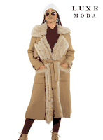 Luxe Moda <br> (Fall/Holiday 2025) <br> LM-490 <br> <br> Tan <br> ONE SIZE<br> <br> Coat/Duster