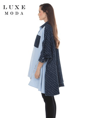 Luxe Moda <br> (Fall/Holiday 2026) <br> LM-508 <br> <br> Lt.Blue/Denim <br> ONE-SIZE<br> <br> Tunic