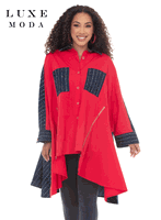 Luxe Moda <br> (Fall/Holiday 2026) <br> LM-508 <br> <br> Red/Denim <br> ONE-SIZE<br> <br> Tunic Luxe Moda <br> (Fall/Holiday 2026) <br> LM-508 <br> <br> Red/Denim <br> ONE-SIZE<br> <br> Tunic