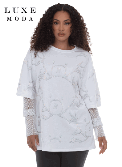 Luxe Moda <br> (Fall/Holiday 2026) <br> LM-551 <br> <br> WHITE <br> ONE SIZE<br> <br> Tunic