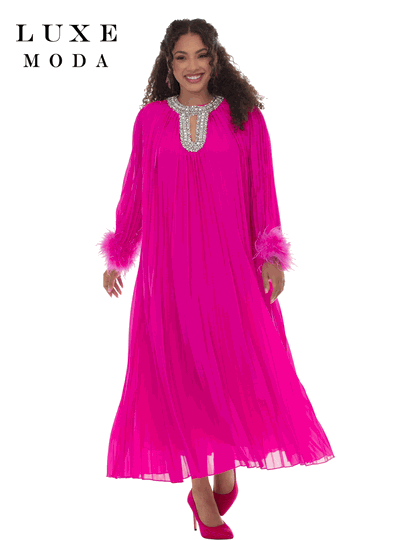 Luxe Moda <br> (Fall/Holiday 2026) <br> LM-558 <br> <br> FUCHSIA <br> S/M L/XL 1X/2X<br> <br> Dress