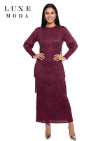 Luxe Moda <br> (Fall/Holiday 2026) <br> LM-562 <br> <br> PLUM <br> S/M L/XL 1X/2X<br> <br> Dress Luxe Moda <br> (Fall/Holiday 2026) <br> LM-562 <br> <br> PLUM <br> S/M L/XL 1X/2X<br> <br> Dress