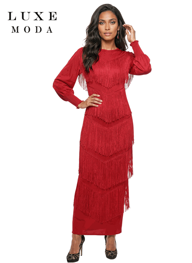 Luxe Moda <br> (Fall/Holiday 2026) <br> LM-562 <br> <br> RED <br> S/M L/XL 1X/2X<br> <br> Dress
