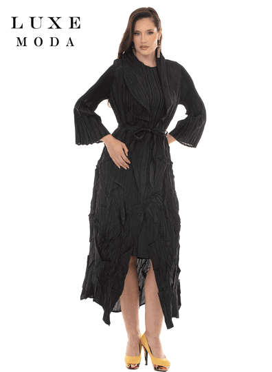 Luxe Moda <br> (Fall/Holiday 2026) <br> LM-566 <br> <br> BLACK <br> S/M L/XL 1X/2X<br> <br> 2pc. Dress & Duster