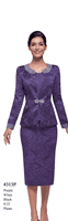 Serafina <br> (Fall/Holiday 2025) <br> SF4313p <br> <br> Purple  <br>  White Black <br> 8 10 12 14 16 18 20 22<br><br>Pleats<br>3 Piece