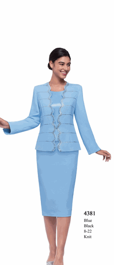 Serafina <br> (Spring/Summer 2026) <br> SF4381 <br> <br> BLACK  <br>   BLUE <br> 8 10 12 14 16 18 20 22<br><br>KNIT<br>3 Piece