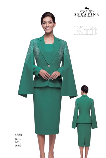 Serafina <br> (Fall/Holiday 2025) <br> SF4384 <br> <br> Green <br> 8 10 12 14 16 18 20 22<br><br>Knit<br>3 Piece