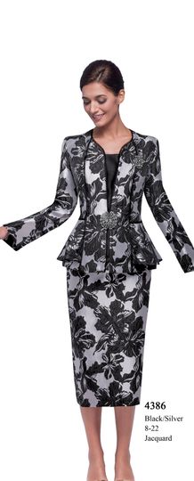 Serafina <br> (Fall/Holiday 2025) <br> SF4386 <br> <br> Black/Silver <br> 8 10 12 14 16 18 20 22<br><br>Jacquard<br>3 Piece