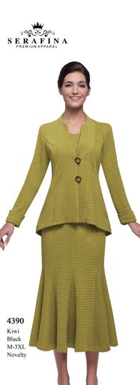 Serafina <br> (Fall/Holiday 2025) <br> SF4390 <br> <br> Kiwi  <br>  Black <br> M(10) L(12) XL(14) <br> 1x(16) 2x(18) 3x(20)<br><br>Novelty<br>3 Piece