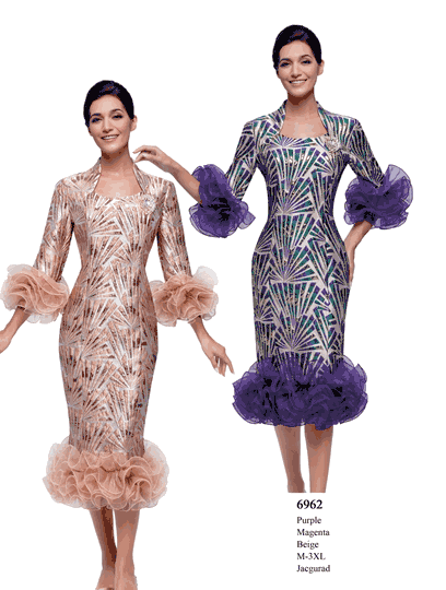 Serafina <br> (Fall/Holiday 2025) <br> SF6962 <br> <br> Purple  <br>  Magenta  <br>  Beige <br> M(10) L(12) XL(14) <br> 1x(16) 2x(18) 3x(20)<br><br>Jacquard<br>Dress