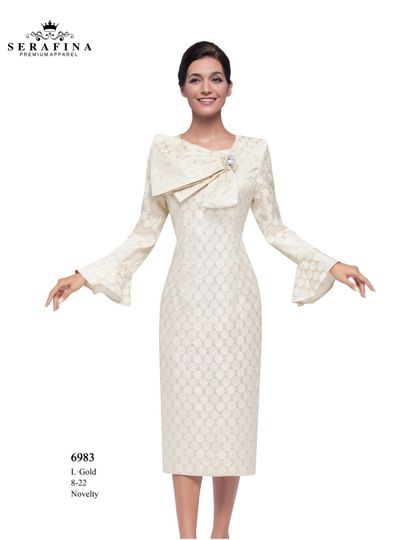 Serafina <br> (Fall/Holiday 2025) <br> SF6983 <br> <br> Light-Gold <br> 8 10 12 14 16 18 20 22<br><br>Novelty<br>Dress