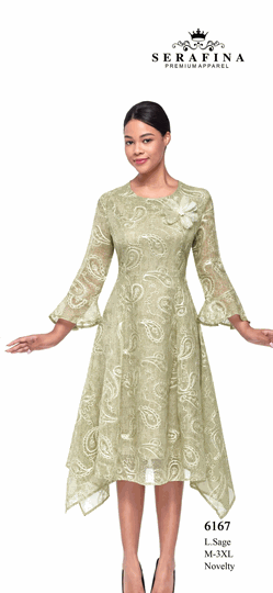 Serafina <br> (Spring/Summer 2026) <br> SF6167 <br> <br> LIGHT-SAGE <br> M(10) L(12) XL(14) <BR> 1x(16) 2x(18) 3x(20)<br><br>NOVELTY<br>DRESS