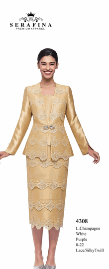 Serafina <br> (Spring/Summer 2026) <br> SF4308 <br> <br> LIGHT-CHAMPAGNE  <br>   WHITE  <br>   PURPLE <br> 8 10 12 14 16 18 20 22<br><br>LACE/SILKY TWILL<br>3 Piece