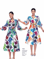 Serafina <br> (Spring/Summer 2026) <br> SF7101 <br> <br> ORANGE-MULTI  <br>   GREEN-MULTI <br> M(10) L(12) XL(14) <BR> 1x(16) 2x(18) 3x(20)<br><br>SILKY TWILL/ORGANZA<br>DRESS