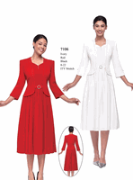 Serafina <br> (Spring/Summer 2026) <br> SF7106 <br> <br> IVORY  <br>   RED  <br>   BLACK <br> 8 10 12 14 16 18 20 22<br><br>ITY STRETCH<br>DRESS