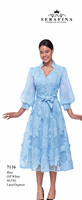 Serafina <br> (Spring/Summer 2026) <br> SF7116 <br> <br> BLUE  <br>   OFF-WHITE <br> M(10) L(12) XL(14) <BR> 1x(16) 2x(18) 3x(20)<br><br>LACE/ORGANZA<br>DRESS