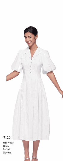 Serafina <br> (Spring/Summer 2026) <br> SF7120 <br> <br> OFF-WHITE  <br>   BLACK <br> M(10) L(12) XL(14) <BR> 1x(16) 2x(18) 3x(20)<br><br>NOVELTY<br>DRESS