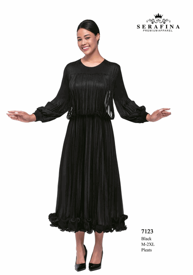 Serafina <br> (Spring/Summer 2026) <br> SF7123 <br> <br> BLACK <br> M(10) L(12) XL(14)> 1x(16) 2x(18)<br><br>PLEATS<br>DRESS