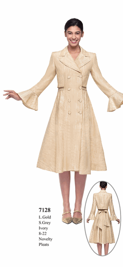 Serafina <br> (Spring/Summer 2026) <br> SF7128 <br> <br> LIGHT-GOLD  <br>   SILVER-GREY  <br>   IVORY <br> 8 10 12 14 16 18 20 22<br><br>NOVELTY PLEATS<br>DRESS