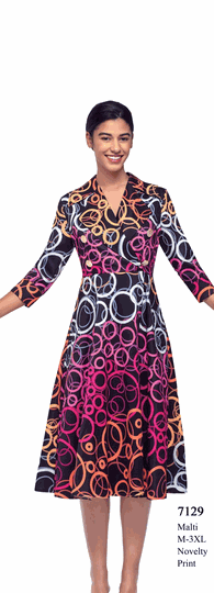 Serafina <br> (Spring/Summer 2026) <br> SF7129 <br> <br> MULTI <br> M(10) L(12) XL(14) <BR> 1x(16) 2x(18) 3x(20)<br><br>NOVELTY PRINT<br>DRESS