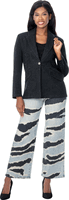 Sharz B. London <br> (Fall 2026) <br> SBL8233 <br> <br> Multi <br> M L XL 1x 2x 3x<br><br>Blazer & Wide-leg Pant Set With Contrast Zebra-print Trouser <br>