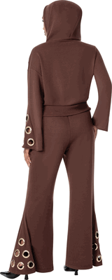 Sharz B. London <br> (Fall 2026) <br> SBL8272 <br> <br> Brown/Gold <br> S M L XL 1x 2x 3x<br><br>Hooded Zip Jacket & Flared Pant Set With Gold Grommet Trim <br> Sharz B. London <br> (Fall 2026) <br> SBL8272 <br> <br> Brown/Gold <br> S M L XL 1x 2x 3x<br><br>Hooded Zip Jacket & Flared Pant Set With Gold Grommet Trim <br>