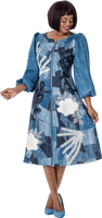 Sharz B. London <br> (Fall 2026) <br> SBL8281 <br> <br> Blue <br> S M L XL 1x 2x 3x<br><br>1-piece Denim Dress <br>