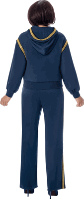 Sharz B. London <br> (Fall 2026) <br> SBL8302 <br> <br> Navy/Gold <br> S M L XL 1x 2x 3x<br><br>Hooded Zip Jacket & Pant Set With Gold Rhinestone Trim <br> Sharz B. London <br> (Fall 2026) <br> SBL8302 <br> <br> Navy/Gold <br> S M L XL 1x 2x 3x<br><br>Hooded Zip Jacket & Pant Set With Gold Rhinestone Trim <br>