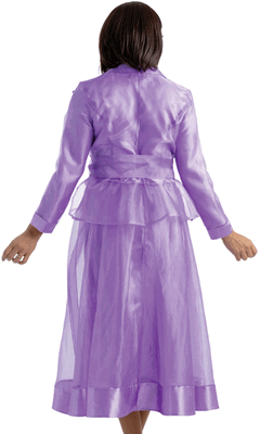 Sharz B.  <br> (Summer 2026) <br> SBL8003 <br> <br> LAVENDER <br> 8 10 12 14 16 18 20 22 24<br><br>Sheer overlay three piece skirt set with rhinestone flower trim, cami and sash tied jacket <br>