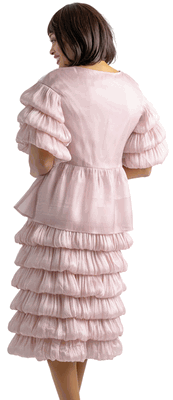 Sharz B. <br> (Summer 2026) <br> SBL8012 <br> <br> DUSTY-PINK <br> 8 10 12 14 16 18 20 22 24<br><br>Tiered skirt set with peplum short sleeve blouse and rhinestone buttons <br> Sharz B. <br> (Summer 2026) <br> SBL8012 <br> <br> DUSTY-PINK <br> 8 10 12 14 16 18 20 22 24<br><br>Tiered skirt set with peplum short sleeve blouse and rhinestone buttons <br>