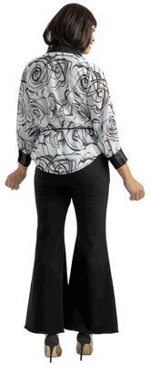 Sharz B. <br> (Summer 2026) <br> SBL8122 <br> <br> BLACK/WHITE <br> 8 10 12 14 16 18 20 22 24<br><br>Flare pants with print blouse and thin belt <br> Sharz B. <br> (Summer 2026) <br> SBL8122 <br> <br> BLACK/WHITE <br> 8 10 12 14 16 18 20 22 24<br><br>Flare pants with print blouse and thin belt <br>