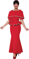Stellar Looks <br> (Fall 2025) <br> SL1692 <br> <br> Red <br> 8 10 12 14 16 18 <br>  16w 18w 20w 22w 24w 26w<br><br>Scuba <br> 2 Piece Skirt Suit