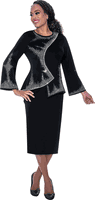 Stellar Looks <br> (Fall 2025) <br> SL600202 <br> <br> Black <br> 8 10 12 14 16 18 <br>  16w 18w 20w 22w 24w 26w<br><br>Light Scuba <br> 2 Piece Skirt Suit