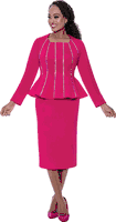Stellar Looks <br> (Fall 2025) <br> SL600292 <br> <br> Magenta <br> 8 10 12 14 16 18 <br>  16w 18w 20w 22w 24w 26w<br><br>Scuba <br> 2 Piece Skirt Suit