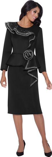 Stellar Looks <br> (Fall 2025) <br> SL600461 <br> <br> Black <br> 8 10 12 14 16 18 <br>  16w 18w 20w 22w 24w 26w<br><br>Light Scuba <br> 1 Piece Dress