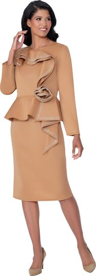 Stellar Looks <br> (Fall 2025) <br> SL600461 <br> <br> Taupe <br> 8 10 12 14 16 18 <br>  16w 18w 20w 22w 24w 26w<br><br>Light Scuba <br> 1 Piece Dress
