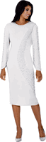 Stellar Looks <br> (Fall 2025) <br> SL600551 <br> <br> White <br> 10 12 14 16 18 <br>  16w 18w 20w 22w 24w<br><br>Light Scuba <br> 1 Piece Dress