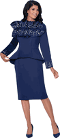 Stellar Looks <br> (Fall 2025) <br> SL600601 <br> <br> Navy <br> 8 10 12 14 16 18 <br>  16w 18w 20w 22w 24w 26w<br><br>Scuba <br> 1 Piece Dress