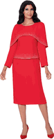 Stellar Looks <br> (Fall 2025) <br> SL600642 <br> <br> Red <br> 8 10 12 14 16 18 <br>  16w 18w 20w 22w 24w 26w<br><br>Crepe <br> 2 Piece Skirt Suit
