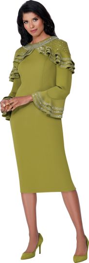 Stellar Looks <br> (Fall 2025) <br> SL600651 <br> <br> Olive <br> 8 10 12 14 16 18 <br>  16w 18w 20w 22w 24w 26w<br><br>Light Scuba <br> 1 Piece Dress