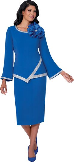 Stellar Looks <br> (Fall 2025) <br> SL600661 <br> <br> Royal <br> 8 10 12 14 16 18 <br>  16w 18w 20w 22w 24w 26w<br><br>Crepe <br> 1 Piece Dress