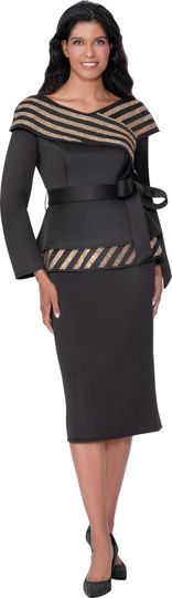 Stellar Looks <br> (Fall 2025) <br> SL600672 <br> <br> Black <br> 8 10 12 14 16 18 <br>  16w 18w 20w 22w 24w 26w<br><br>Light Scuba <br> 2 Piece Skirt Suit