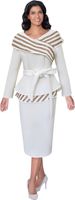 Stellar Looks <br> (Fall 2025) <br> SL600672 <br> <br> Off-White <br> 8 10 12 14 16 18 <br>  16w 18w 20w 22w 24w 26w<br><br>Light Scuba <br> 2 Piece Skirt Suit