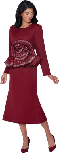 Stellar Looks <br> (Fall 2025) <br> SL600711 <br> <br> Burgundy <br> 8 10 12 14 16 18 <br>  16w 18w 20w 22w 24w 26w<br><br> <br> 1 Piece Dress