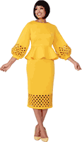 Stellar Looks <br> (Fall 2025) <br> SL600802 <br> <br> Mustard <br> 8 10 12 14 16 18 <br>  16w 18w 20w 22w 24w 26w<br><br>Light Scuba <br> 2 Piece Skirt Suit