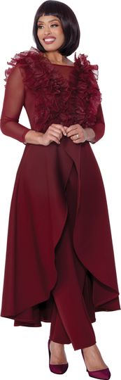 Stellar Looks <br> (Fall 2025) <br> SL600822 <br> <br> Burgundy <br> 8 10 12 14 16 18 <br>  16w 18w 20w 22w 24w 26w<br><br>Scuba <br> 2 Piece Jacket & Pants