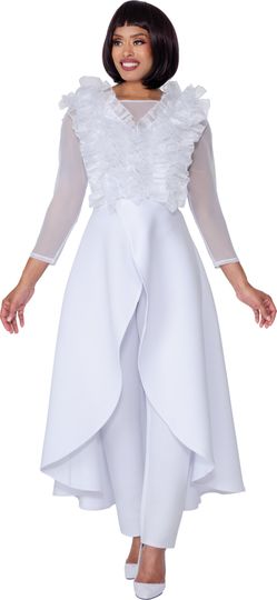 Stellar Looks <br> (Fall 2025) <br> SL600822 <br> <br> White <br> 8 10 12 14 16 18 <br>  16w 18w 20w 22w 24w 26w<br><br>Scuba <br> 2 Piece Jacket & Pants