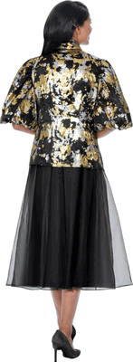 Stellar Looks <br> (Fall 2026) <br> SL601102 <br> <br> Black-Gold-Silver <br> 8 10 12 14 16 18 20 22 24<br><br>Metallic Flocking <br> 2 Piece Skirt Suit Stellar Looks <br> (Fall 2026) <br> SL601102 <br> <br> Black-Gold-Silver <br> 8 10 12 14 16 18 20 22 24<br><br>Metallic Flocking <br> 2 Piece Skirt Suit