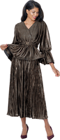 Stellar Looks <br> (Fall 2026) <br> SL601112 <br> <br> Copper <br> 8 10 12 14 16 18 20 22 24<br><br>Pleated Metallic <br> 2 Piece Skirt Suit