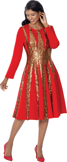 Stellar Looks <br> (Fall 2026) <br> SL601131 <br> <br> Red <br> 8 10 12 14 16 18 20 22 24<br><br>Scuba <br> Dress